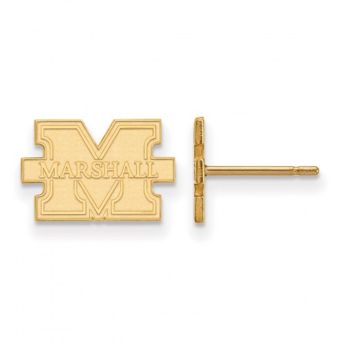 Marshall Thundering Herd Sterling Silver Gold Plated Extra Small Post Earrings