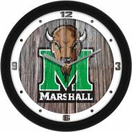 Marshall Thundering Herd Weathered Wood Wall Clock