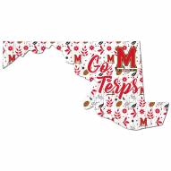 Maryland Terrapins 12" Floral State Sign