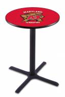 Maryland Terrapins Black Wrinkle Bar Table with Cross Base