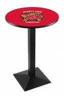 Maryland Terrapins Black Wrinkle Pub Table with Square Base