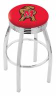 Maryland Terrapins Chrome Swivel Barstool with Ribbed Accent Ring