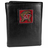 Maryland Terrapins Deluxe Leather Tri-fold Wallet in Gift Box
