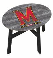 Maryland Terrapins Distressed Wood Side Table