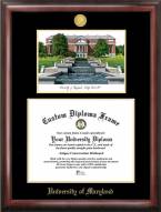 Maryland Terrapins Gold Embossed Diploma Frame with Campus Images Lithograph