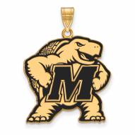 Maryland Terrapins Sterling Silver Gold Plated Extra Large Enameled Pendant