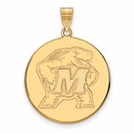 Maryland Terrapins Sterling Silver Gold Plated Extra Large Disc Pendant