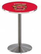 Maryland Terrapins Stainless Steel Bar Table with Round Base