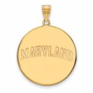 Maryland Terrapins Sterling Silver Gold Plated Extra Large Disc Pendant