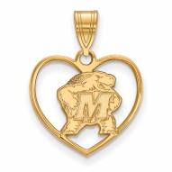 Maryland Terrapins Sterling Silver Gold Plated Heart Pendant