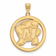 Maryland Terrapins Sterling Silver Gold Plated Large Circle Pendant