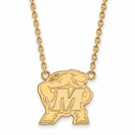 Maryland Terrapins Sterling Silver Gold Plated Large Pendant Necklace