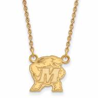 Maryland Terrapins Sterling Silver Gold Plated Small Pendant Necklace
