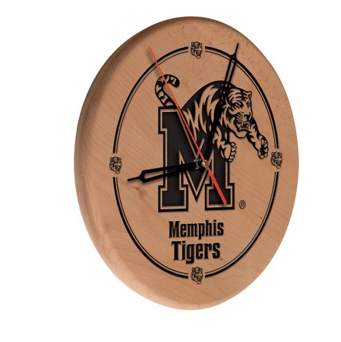 Memphis Tigers Laser Engraved Wood Clock
