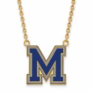 Memphis Tigers Sterling Silver Gold Plated Large Enameled Pendant Necklace