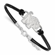 Memphis Tigers Sterling Silver Black Leather Bracelet