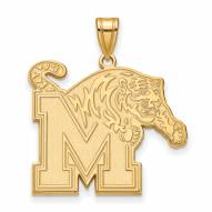 Memphis Tigers Sterling Silver Gold Plated Extra Large Pendant