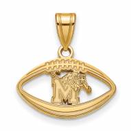 Memphis Tigers Sterling Silver Gold Plated Football Pendant