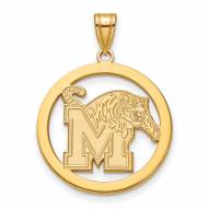Memphis Tigers Sterling Silver Gold Plated Large Circle Pendant