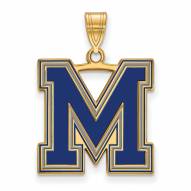 Memphis Tigers Sterling Silver Gold Plated Large Enameled Pendant