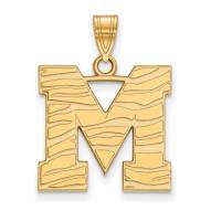 Memphis Tigers Sterling Silver Gold Plated Large Pendant