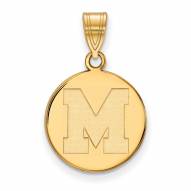 Memphis Tigers Sterling Silver Gold Plated Medium Disc Pendant