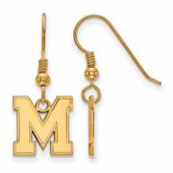 Memphis Tigers Sterling Silver Gold Plated Small Dangle Earrings