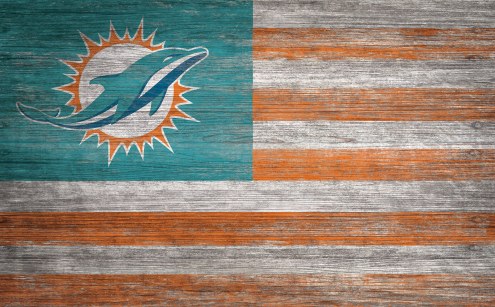 Miami Dolphins 11&quot; x 19&quot; Distressed Flag Sign