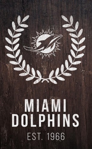 Miami Dolphins 11&quot; x 19&quot; Laurel Wreath Sign