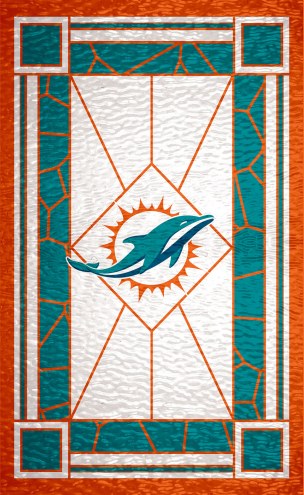 Miami Dolphins 11&quot; x 19&quot; Stained Glass Sign