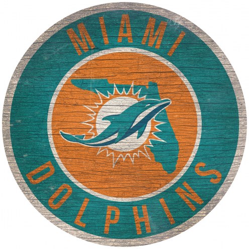 Miami Dolphins 12&quot; Circle with State Sign
