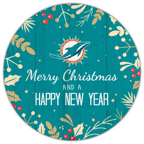 Miami Dolphins 12&quot; Merry Christmas & Happy New Year Sign