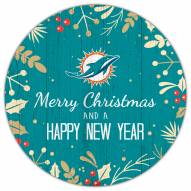 Miami Dolphins 12" Merry Christmas & Happy New Year Sign