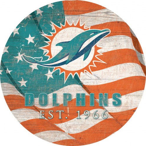 Miami Dolphins 12&quot; Team Color Flag Circle Sign
