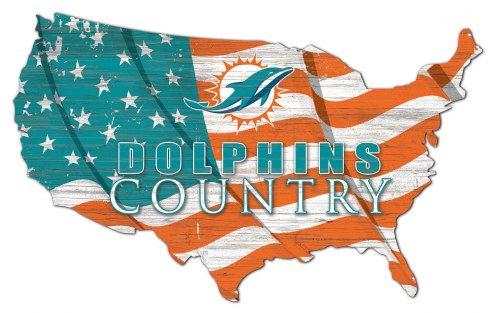 Miami Dolphins 15&quot; USA Flag Cutout Sign
