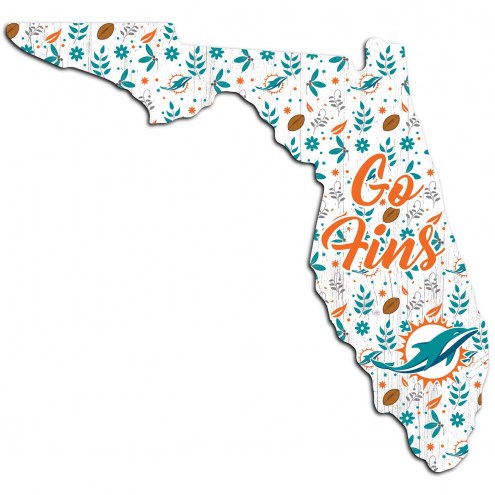 Miami Dolphins 24&quot; Floral State Sign