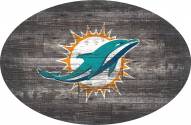 Miami Dolphins 46" Distressed Wood Oval Sign