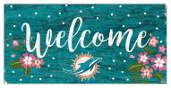 Miami Dolphins 6" x 12" Floral Welcome Sign