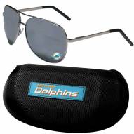 Miami Dolphins Aviator Sunglasses and Zippered Carrying Case