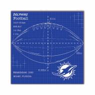 Miami Dolphins Ball Blueprint 10" x 10" Sign