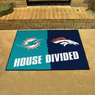 Miami Dolphins/Denver Broncos House Divided Mat