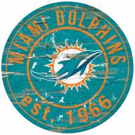 Miami Dolphins Distressed Round Sign