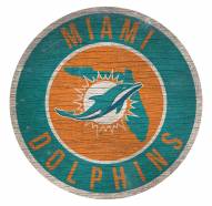 Miami Dolphins Round State Wood Sign
