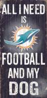 Miami Dolphins Football & Dog Wood Sign