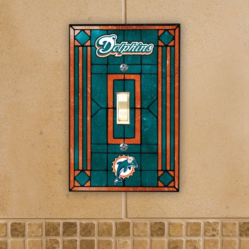Miami Dolphins Glass Single Light Switch Plate Cover