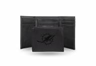 Miami Dolphins Laser Engraved Black Trifold Wallet