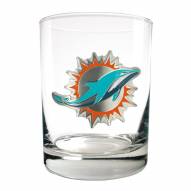 Miami Dolphins Logo Rocks Glass - Set of 2