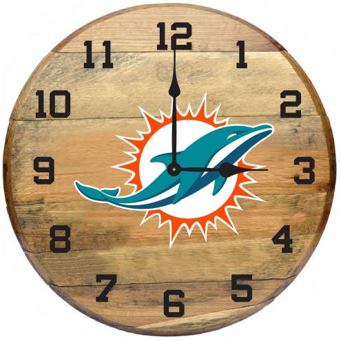 Miami Dolphins Oak Barrel Clock