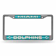 Miami Dolphins Chrome Glitter License Plate Frame