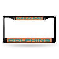 Miami Dolphins Laser Black License Plate Frame